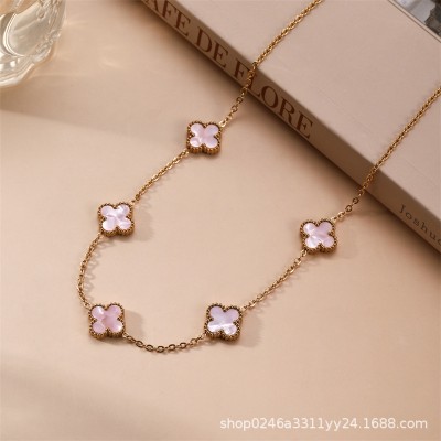 13mm التيتانيوم الصلب أربعة البرسيم خمسة زهرة على الوجهين fritillaria قلادة 18K الذهب الحقيقي مطلي ضوء ترف الشعور سلسلة الترقوة 13mm التيتانيوم الصلب أربعة البرسيم خمسة زهرة على الوجهين fritillaria قلادة 18K الذهب الحقيقي مطلي ضوء ترف الشعور سلسلة الترقوة