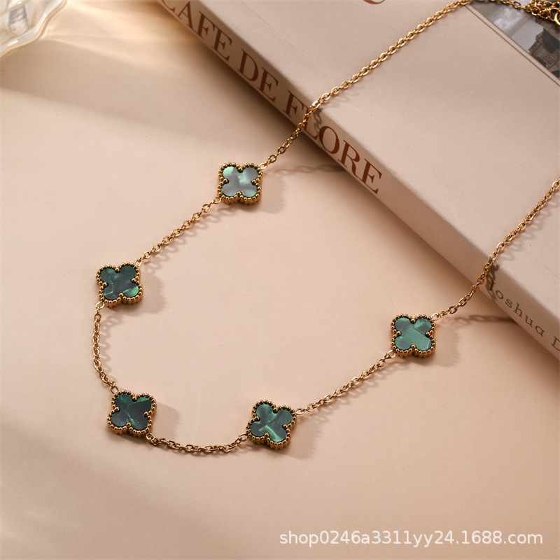 13mm التيتانيوم الصلب أربعة البرسيم خمسة زهرة على الوجهين fritillaria قلادة 18K الذهب الحقيقي مطلي ضوء ترف الشعور سلسلة الترقوة 13mm التيتانيوم الصلب أربعة البرسيم خمسة زهرة على الوجهين fritillaria قلادة 18K الذهب الحقيقي مطلي ضوء ترف الشعور سلسلة الترقوة