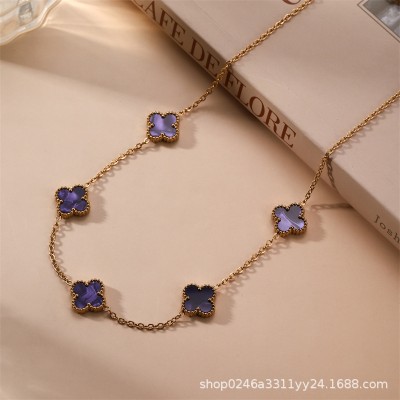 13mm التيتانيوم الصلب أربعة البرسيم خمسة زهرة على الوجهين fritillaria قلادة 18K الذهب الحقيقي مطلي ضوء ترف الشعور سلسلة الترقوة 13mm التيتانيوم الصلب أربعة البرسيم خمسة زهرة على الوجهين fritillaria قلادة 18K الذهب الحقيقي مطلي ضوء ترف الشعور سلسلة الترقوة