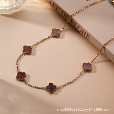 13mm التيتانيوم الصلب أربعة البرسيم خمسة زهرة على الوجهين fritillaria قلادة 18K الذهب الحقيقي مطلي ضوء ترف الشعور سلسلة الترقوة 13mm التيتانيوم الصلب أربعة البرسيم خمسة زهرة على الوجهين fritillaria قلادة 18K الذهب الحقيقي مطلي ضوء ترف الشعور سلسلة الترقوة