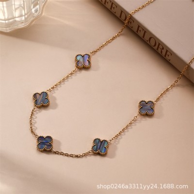 13mm التيتانيوم الصلب أربعة البرسيم خمسة زهرة على الوجهين fritillaria قلادة 18K الذهب الحقيقي مطلي ضوء ترف الشعور سلسلة الترقوة 13mm التيتانيوم الصلب أربعة البرسيم خمسة زهرة على الوجهين fritillaria قلادة 18K الذهب الحقيقي مطلي ضوء ترف الشعور سلسلة الترقوة