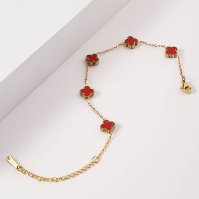 الفولاذ المقاوم للصدأ 9mm محظوظ البرسيم سوار 18K الذهب على الوجهين رأ fritillaria الأوروبية والأمريكية نمط جديد مزاجه الفولاذ المقاوم للصدأ 9mm محظوظ البرسيم سوار 18K الذهب على الوجهين رأ fritillaria الأوروبية والأمريكية نمط جديد مزاجه