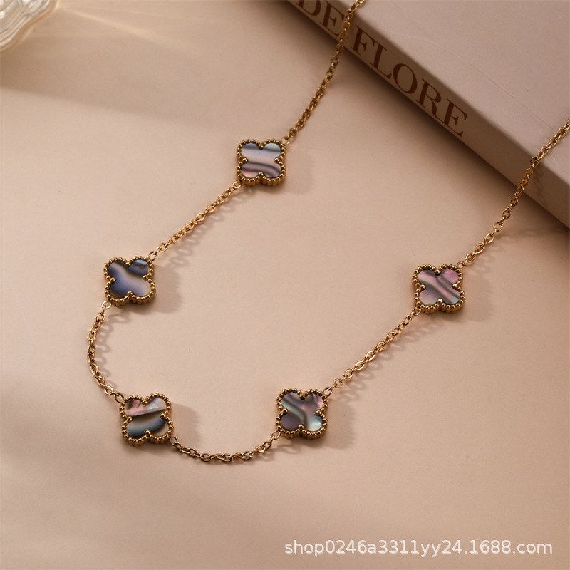 13mm التيتانيوم الصلب أربعة البرسيم خمسة زهرة على الوجهين fritillaria قلادة 18K الذهب الحقيقي مطلي ضوء ترف الشعور سلسلة الترقوة 13mm التيتانيوم الصلب أربعة البرسيم خمسة زهرة على الوجهين fritillaria قلادة 18K الذهب الحقيقي مطلي ضوء ترف الشعور سلسلة الترقوة
