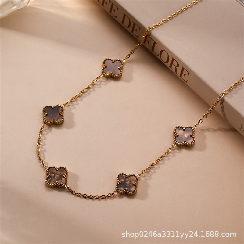 13mm التيتانيوم الصلب أربعة البرسيم خمسة زهرة على الوجهين fritillaria قلادة 18K الذهب الحقيقي مطلي ضوء ترف الشعور سلسلة الترقوة 13mm التيتانيوم الصلب أربعة البرسيم خمسة زهرة على الوجهين fritillaria قلادة 18K الذهب الحقيقي مطلي ضوء ترف الشعور سلسلة الترقوة