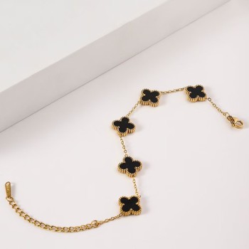 الفولاذ المقاوم للصدأ 9mm محظوظ البرسيم سوار 18K الذهب على الوجهين رأ fritillaria الأوروبية والأمريكية نمط جديد مزاجه الفولاذ المقاوم للصدأ 9mm محظوظ البرسيم سوار 18K الذهب على الوجهين رأ fritillaria الأوروبية والأمريكية نمط جديد مزاجه