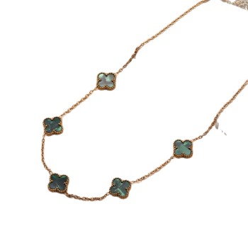 13mm التيتانيوم الصلب أربعة البرسيم خمسة زهرة على الوجهين fritillaria قلادة 18K الذهب الحقيقي مطلي ضوء ترف الشعور سلسلة الترقوة