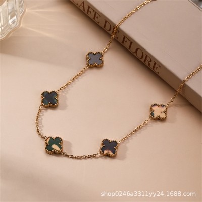 13mm التيتانيوم الصلب أربعة البرسيم خمسة زهرة على الوجهين fritillaria قلادة 18K الذهب الحقيقي مطلي ضوء ترف الشعور سلسلة الترقوة 13mm التيتانيوم الصلب أربعة البرسيم خمسة زهرة على الوجهين fritillaria قلادة 18K الذهب الحقيقي مطلي ضوء ترف الشعور سلسلة الترقوة