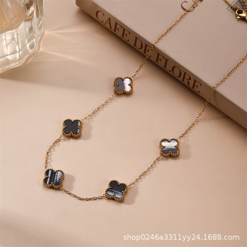 13mm التيتانيوم الصلب أربعة البرسيم خمسة زهرة على الوجهين fritillaria قلادة 18K الذهب الحقيقي مطلي ضوء ترف الشعور سلسلة الترقوة 13mm التيتانيوم الصلب أربعة البرسيم خمسة زهرة على الوجهين fritillaria قلادة 18K الذهب الحقيقي مطلي ضوء ترف الشعور سلسلة الترقوة