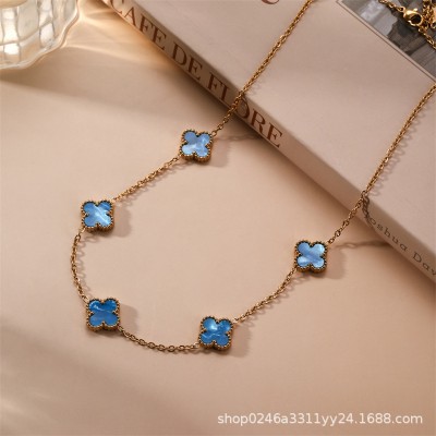 13mm التيتانيوم الصلب أربعة البرسيم خمسة زهرة على الوجهين fritillaria قلادة 18K الذهب الحقيقي مطلي ضوء ترف الشعور سلسلة الترقوة 13mm التيتانيوم الصلب أربعة البرسيم خمسة زهرة على الوجهين fritillaria قلادة 18K الذهب الحقيقي مطلي ضوء ترف الشعور سلسلة الترقوة