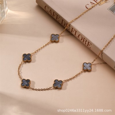 13mm التيتانيوم الصلب أربعة البرسيم خمسة زهرة على الوجهين fritillaria قلادة 18K الذهب الحقيقي مطلي ضوء ترف الشعور سلسلة الترقوة 13mm التيتانيوم الصلب أربعة البرسيم خمسة زهرة على الوجهين fritillaria قلادة 18K الذهب الحقيقي مطلي ضوء ترف الشعور سلسلة الترقوة