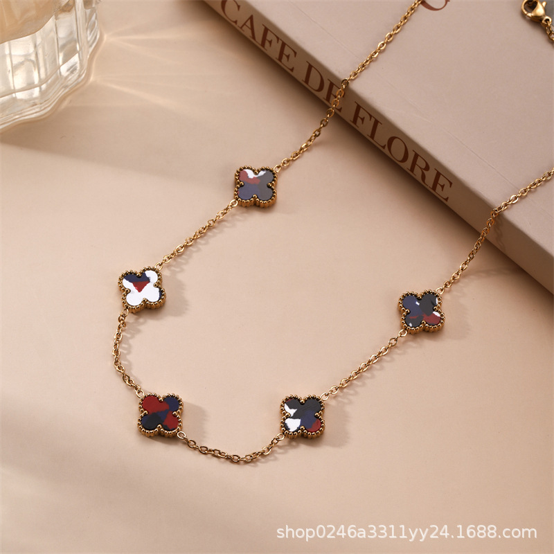13mm التيتانيوم الصلب أربعة البرسيم خمسة زهرة على الوجهين fritillaria قلادة 18K الذهب الحقيقي مطلي ضوء ترف الشعور سلسلة الترقوة 13mm التيتانيوم الصلب أربعة البرسيم خمسة زهرة على الوجهين fritillaria قلادة 18K الذهب الحقيقي مطلي ضوء ترف الشعور سلسلة الترقوة