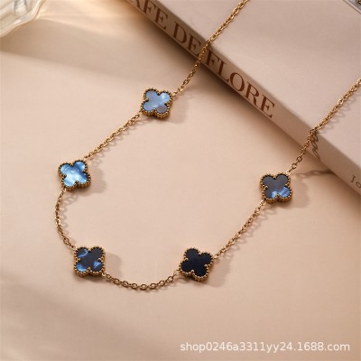 13mm التيتانيوم الصلب أربعة البرسيم خمسة زهرة على الوجهين fritillaria قلادة 18K الذهب الحقيقي مطلي ضوء ترف الشعور سلسلة الترقوة 13mm التيتانيوم الصلب أربعة البرسيم خمسة زهرة على الوجهين fritillaria قلادة 18K الذهب الحقيقي مطلي ضوء ترف الشعور سلسلة الترقوة