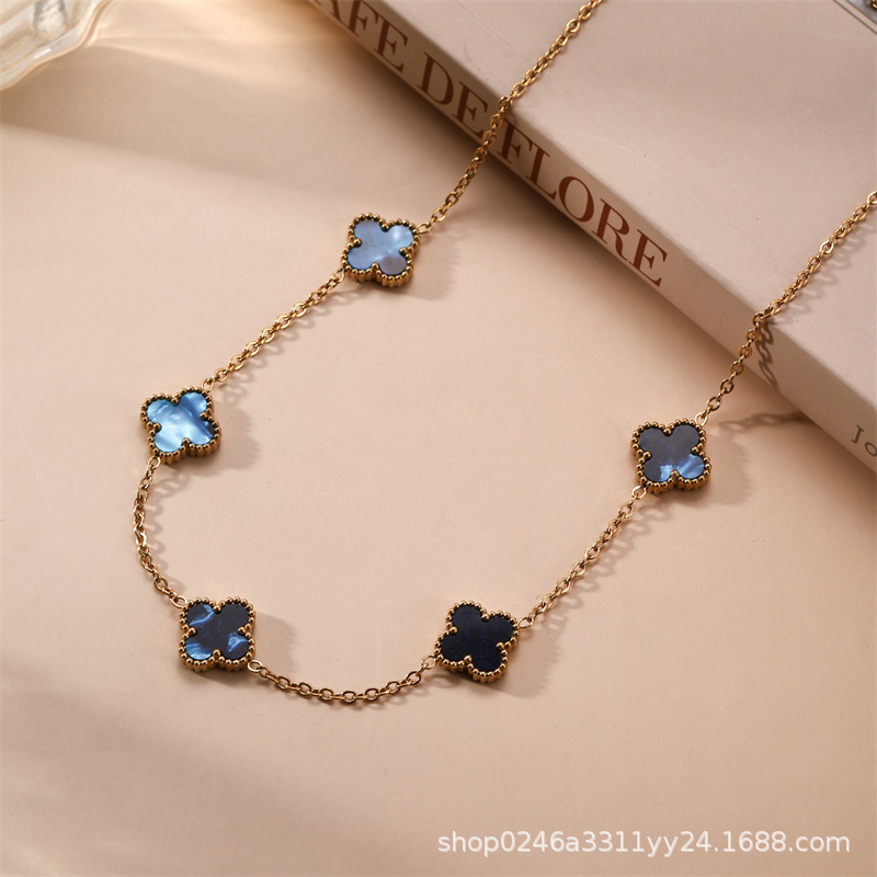 13mm التيتانيوم الصلب أربعة البرسيم خمسة زهرة على الوجهين fritillaria قلادة 18K الذهب الحقيقي مطلي ضوء ترف الشعور سلسلة الترقوة 13mm التيتانيوم الصلب أربعة البرسيم خمسة زهرة على الوجهين fritillaria قلادة 18K الذهب الحقيقي مطلي ضوء ترف الشعور سلسلة الترقوة