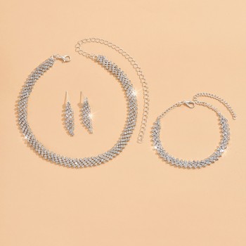 حارّ عمليّة بيع نمط عقد حلق سوار ثلاثة قطعة مجموعة عرس ثوب مجوهرات حارّ عمليّة بيع نمط عقد حلق سوار ثلاثة قطعة مجموعة عرس ثوب مجوهرات