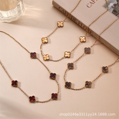 13mm التيتانيوم الصلب أربعة البرسيم خمسة زهرة على الوجهين fritillaria قلادة 18K الذهب الحقيقي مطلي ضوء ترف الشعور سلسلة الترقوة 13mm التيتانيوم الصلب أربعة البرسيم خمسة زهرة على الوجهين fritillaria قلادة 18K الذهب الحقيقي مطلي ضوء ترف الشعور سلسلة الترقوة