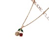 [Copper Micro inlaid Zircon] Cross border European and American popular green leaf red cherry pendant necklace with exquisite and niche design sense