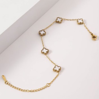 الفولاذ المقاوم للصدأ 9mm محظوظ البرسيم سوار 18K الذهب على الوجهين رأ fritillaria الأوروبية والأمريكية نمط جديد مزاجه الفولاذ المقاوم للصدأ 9mm محظوظ البرسيم سوار 18K الذهب على الوجهين رأ fritillaria الأوروبية والأمريكية نمط جديد مزاجه