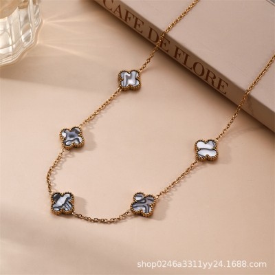 13mm التيتانيوم الصلب أربعة البرسيم خمسة زهرة على الوجهين fritillaria قلادة 18K الذهب الحقيقي مطلي ضوء ترف الشعور سلسلة الترقوة 13mm التيتانيوم الصلب أربعة البرسيم خمسة زهرة على الوجهين fritillaria قلادة 18K الذهب الحقيقي مطلي ضوء ترف الشعور سلسلة الترقوة