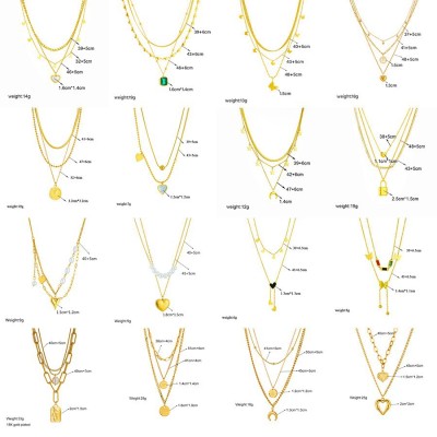 أوروبا والولايات المتحدة عبر الحدود أزياء الرجعية مطلي بالذهب مزدوجة الطبقات تتداخل مع عناصر متعددة قلادة فراشة لؤلؤة جولة العلامة التجارية قلادة