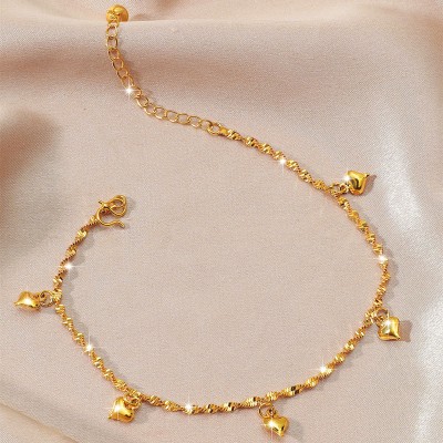 الجملة 18 كيلو مطلية بالذهب النحاس سلسلة القدم خلخال النسخة الكورية الإناث الأزياء نقل الخرز النحاس مجوهرات للمناسبات هدية