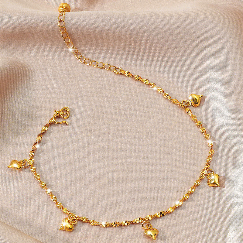 الجملة 18 كيلو مطلية بالذهب النحاس سلسلة القدم خلخال النسخة الكورية الإناث الأزياء نقل الخرز النحاس مجوهرات للمناسبات هدية