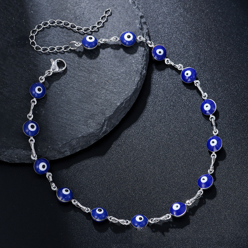 الجملة النسخة الكورية الإناث الموضة خلخال 18K مطلية بالذهب القلب الكرز الأزرق العين الديكور القدم للهدايا