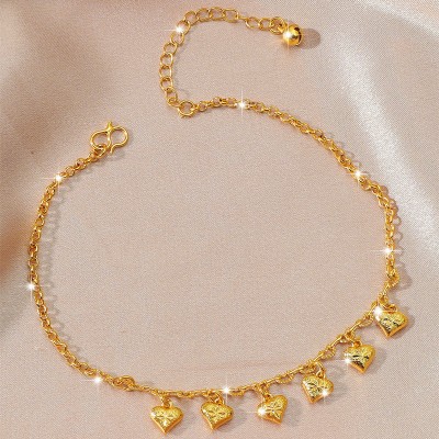 الجملة 18 كيلو مطلية بالذهب النحاس سلسلة القدم خلخال النسخة الكورية الإناث الأزياء نقل الخرز النحاس مجوهرات للمناسبات هدية