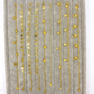 الجملة 18 كيلو مطلية بالذهب النحاس سلسلة القدم خلخال النسخة الكورية الإناث الأزياء نقل الخرز النحاس مجوهرات للمناسبات هدية