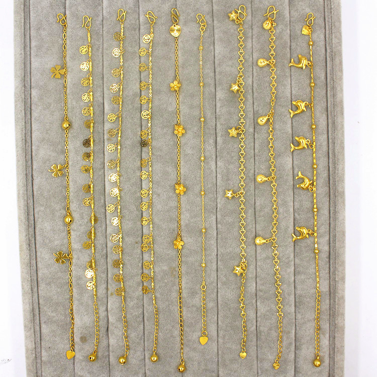 الجملة 18 كيلو مطلية بالذهب النحاس سلسلة القدم خلخال النسخة الكورية الإناث الأزياء نقل الخرز النحاس مجوهرات للمناسبات هدية