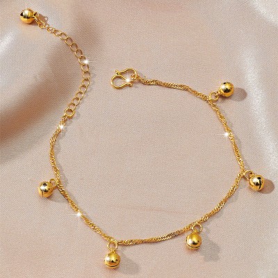 الجملة 18 كيلو مطلية بالذهب النحاس سلسلة القدم خلخال النسخة الكورية الإناث الأزياء نقل الخرز النحاس مجوهرات للمناسبات هدية