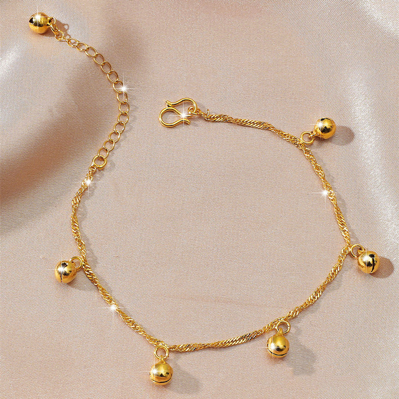 الجملة 18 كيلو مطلية بالذهب النحاس سلسلة القدم خلخال النسخة الكورية الإناث الأزياء نقل الخرز النحاس مجوهرات للمناسبات هدية