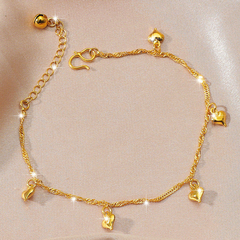 الجملة 18 كيلو مطلية بالذهب النحاس سلسلة القدم خلخال النسخة الكورية الإناث الأزياء نقل الخرز النحاس مجوهرات للمناسبات هدية