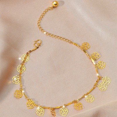 الجملة 18 كيلو مطلية بالذهب النحاس سلسلة القدم خلخال النسخة الكورية الإناث الأزياء نقل الخرز النحاس مجوهرات للمناسبات هدية