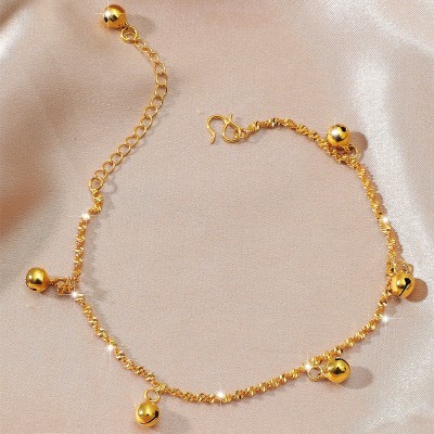 الجملة 18 كيلو مطلية بالذهب النحاس سلسلة القدم خلخال النسخة الكورية الإناث الأزياء نقل الخرز النحاس مجوهرات للمناسبات هدية