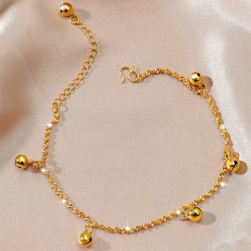 الجملة 18 كيلو مطلية بالذهب النحاس سلسلة القدم خلخال النسخة الكورية الإناث الأزياء نقل الخرز النحاس مجوهرات للمناسبات هدية