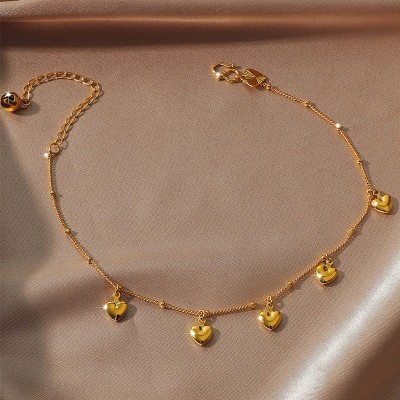 الجملة 18 كيلو مطلية بالذهب النحاس سلسلة القدم خلخال النسخة الكورية الإناث الأزياء نقل الخرز النحاس مجوهرات للمناسبات هدية