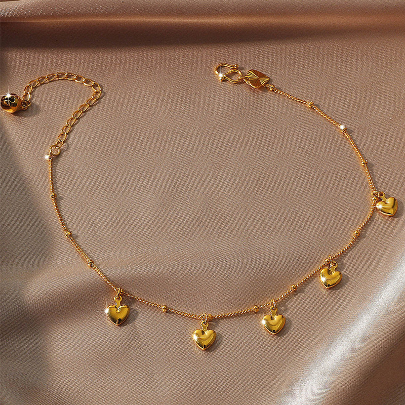 الجملة 18 كيلو مطلية بالذهب النحاس سلسلة القدم خلخال النسخة الكورية الإناث الأزياء نقل الخرز النحاس مجوهرات للمناسبات هدية