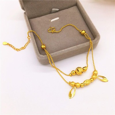 الجملة 18 كيلو مطلية بالذهب النحاس سلسلة القدم خلخال النسخة الكورية الإناث الأزياء نقل الخرز النحاس مجوهرات للمناسبات هدية