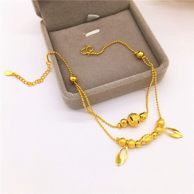 الجملة 18 كيلو مطلية بالذهب النحاس سلسلة القدم خلخال النسخة الكورية الإناث الأزياء نقل الخرز النحاس مجوهرات للمناسبات هدية