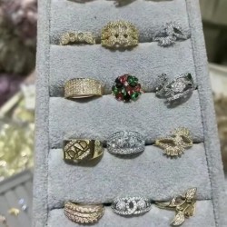 Real gold plated zircon rings, hundreds designs, size mix 16-19