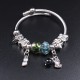 Pandora style stainless steel titanium stainless steel bracelets with faux gemstones and crystals