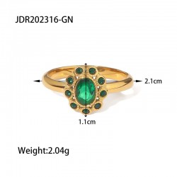 INS Style Flower Stainless Steel Inlay Zircon Rings 1 Piece